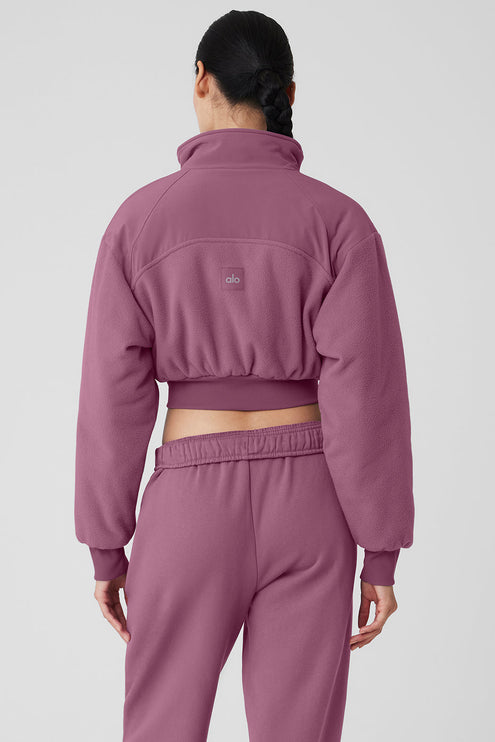 alo Women's Polar Fleece Cropped Wintry Mix Jacket - Soft Mulberry