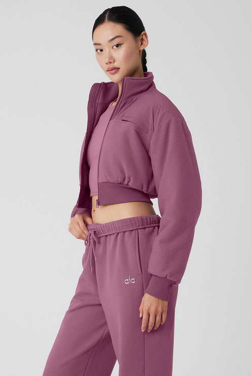 alo Women's Polar Fleece Cropped Wintry Mix Jacket - Soft Mulberry