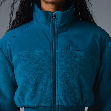 alo Women's Polar Fleece Cropped Wintry Mix Jacket - Eclipse Blue