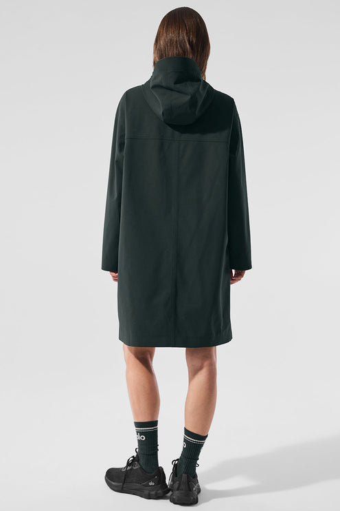 alo Women's Rain Or Shine Long Coat - Charcoal Green