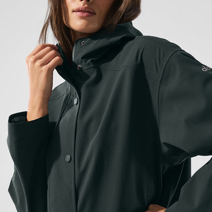 alo Women's Rain Or Shine Long Coat - Charcoal Green