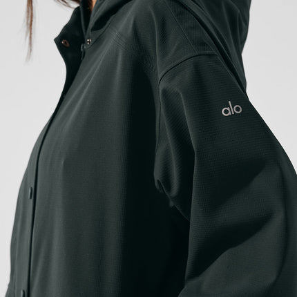 alo Women's Rain Or Shine Long Coat - Charcoal Green