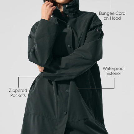 alo Women's Rain Or Shine Long Coat - Charcoal Green