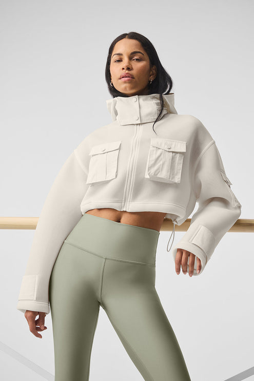 alo Women's Cropped Engage Cargo Parka - Ivory