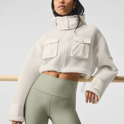 alo Women's Cropped Engage Cargo Parka - Ivory