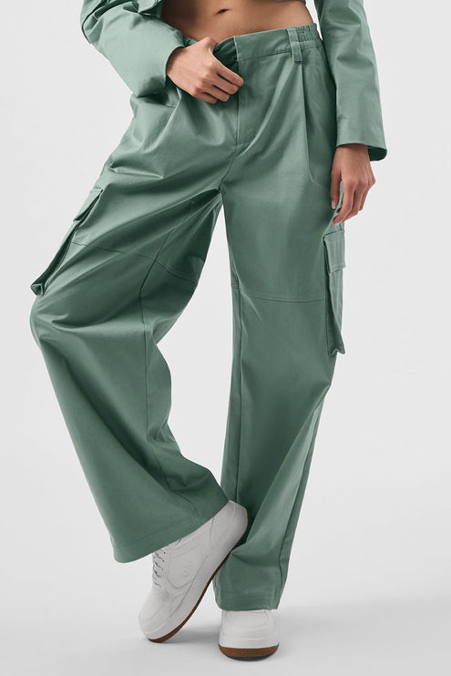 alo Women's High-Waist Night Out Cargo Trouser - Botanical Green