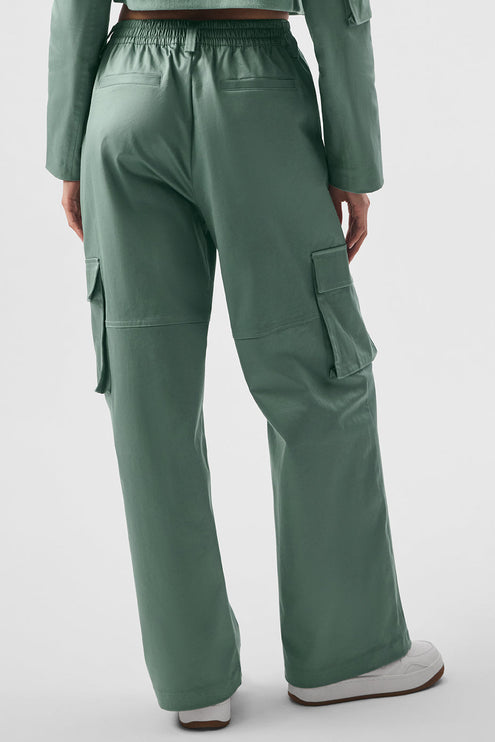 alo Women's High-Waist Night Out Cargo Trouser - Botanical Green