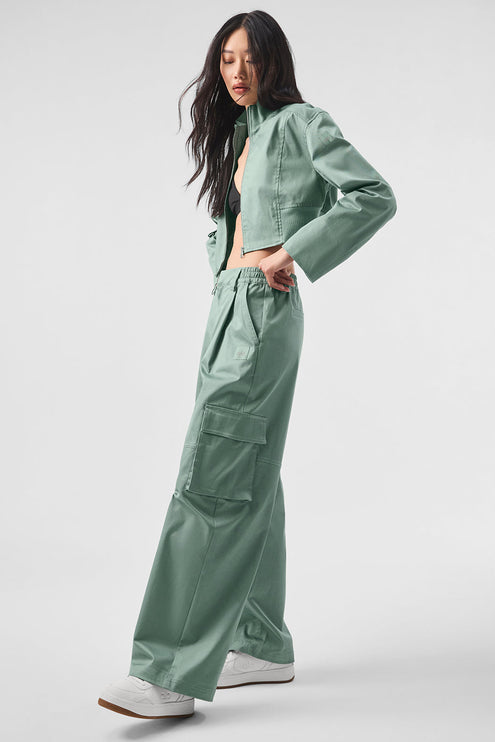 alo Women's High-Waist Night Out Cargo Trouser - Botanical Green