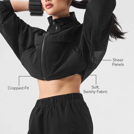 alo Women's Cropped Playmaker Jacket - Black