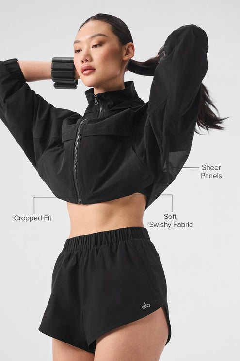 alo Women's Cropped Playmaker Jacket - Black