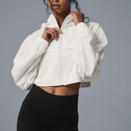 alo Women's Cropped Playmaker Jacket - Ivory