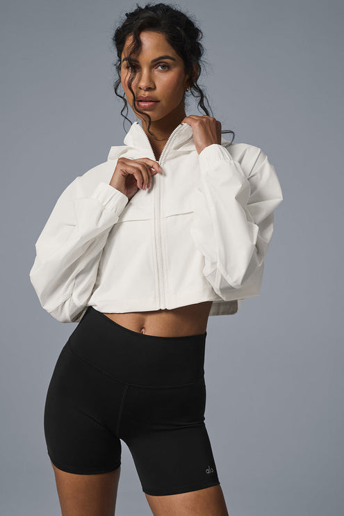 alo Women's Cropped Playmaker Jacket - Ivory