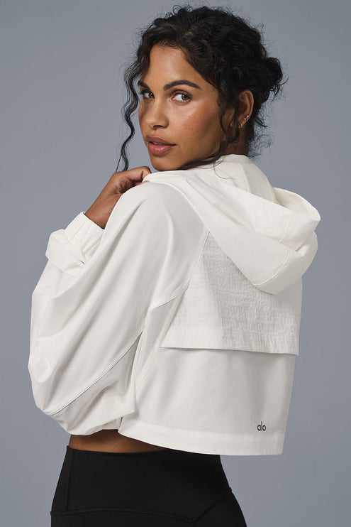 alo Women's Cropped Playmaker Jacket - Ivory