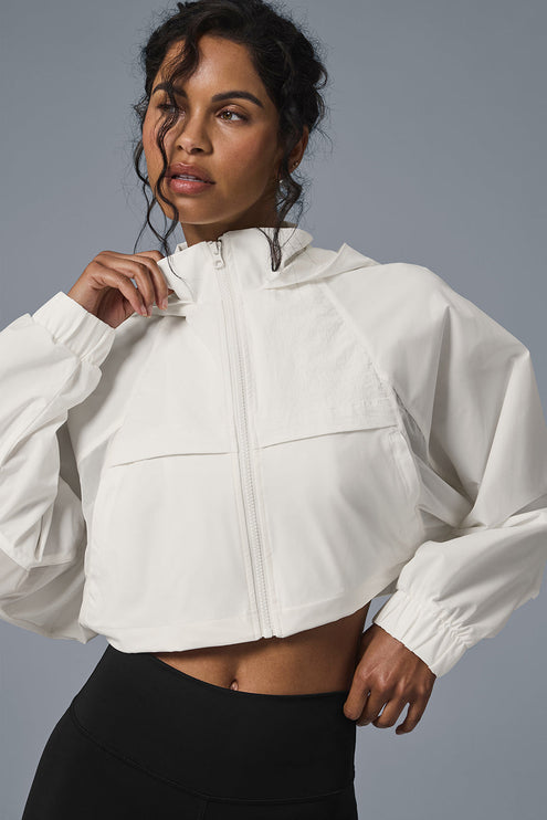 alo Women's Cropped Playmaker Jacket - Ivory