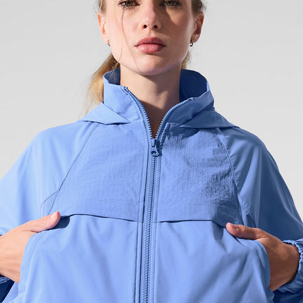 alo Women's Cropped Playmaker Jacket - Crystal Clear Blue
