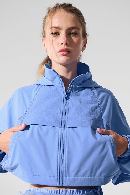 alo Women's Cropped Playmaker Jacket - Crystal Clear Blue