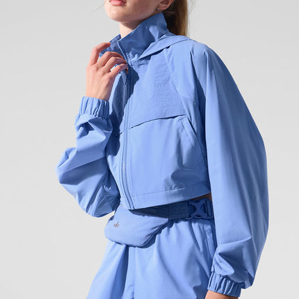alo Women's Cropped Playmaker Jacket - Crystal Clear Blue