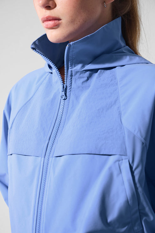 alo Women's Cropped Playmaker Jacket - Crystal Clear Blue