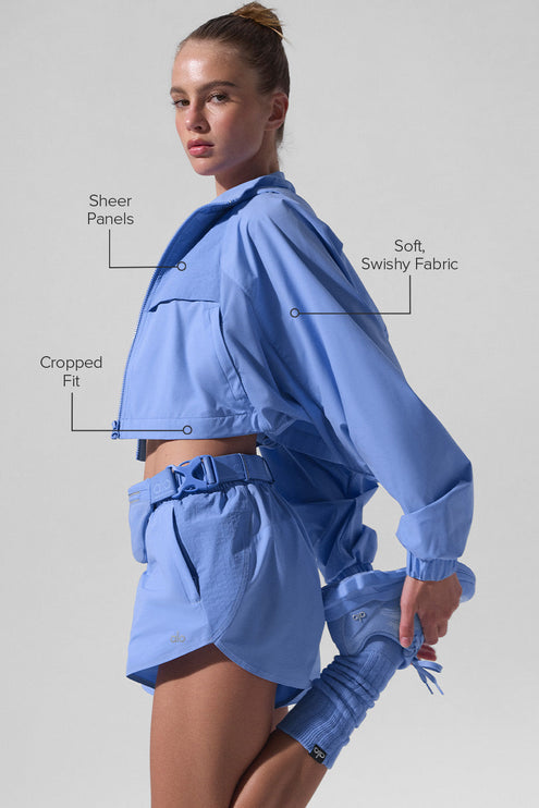 alo Women's Cropped Playmaker Jacket - Crystal Clear Blue