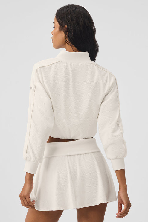 alo Women's Cropped Doubles Only Full Zip Jacket - Ivory