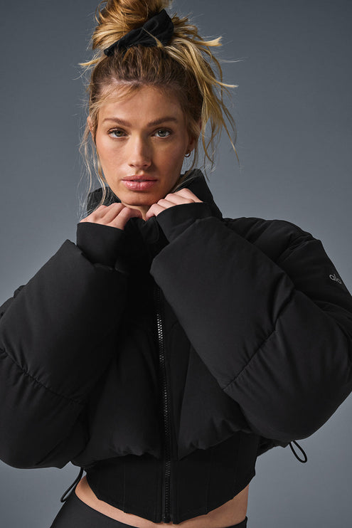 alo Women's Main Act Corset Puffer - Black