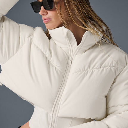 alo Women's Main Act Corset Puffer - Ivory/Ivory