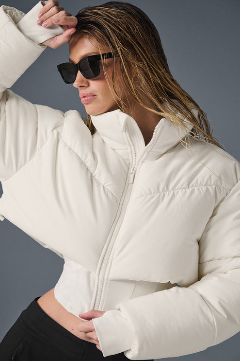 alo Women's Main Act Corset Puffer - Ivory/Ivory