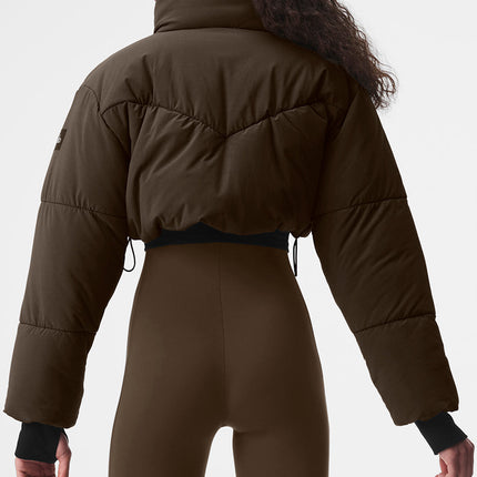 alo Women's Main Act Corset Puffer - Espresso/Black