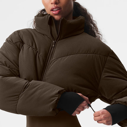 alo Women's Main Act Corset Puffer - Espresso/Black