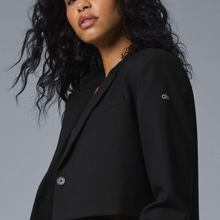 alo Women's Cropped First-Class Blazer - Black