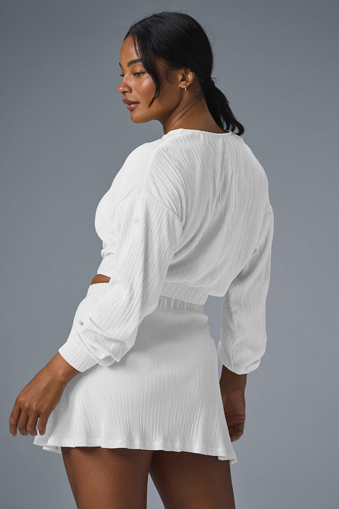 alo Women's Cropped Micro Plisse Jacket - White