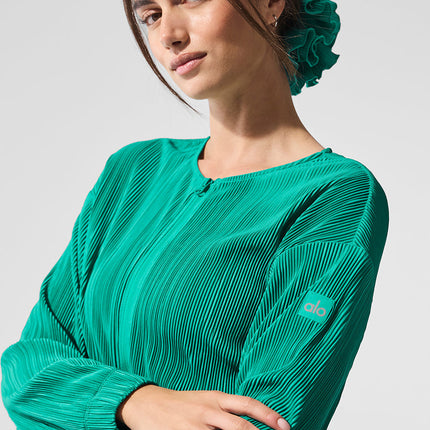alo Women's Cropped Micro Plisse Jacket - Spruce Green