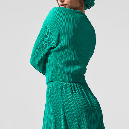 alo Women's Cropped Micro Plisse Jacket - Spruce Green