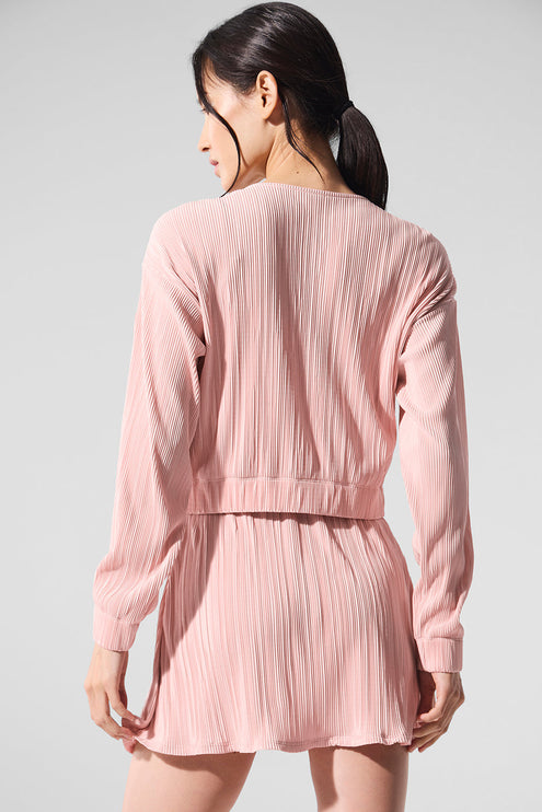 alo Women's Cropped Micro Plisse Jacket - Pink Quartz