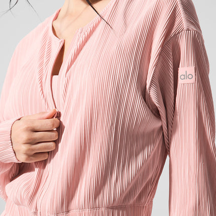alo Women's Cropped Micro Plisse Jacket - Pink Quartz