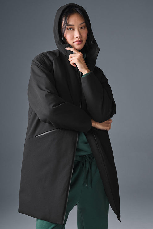 alo Women's Rain Or Shine Puffer Long Coat - Black
