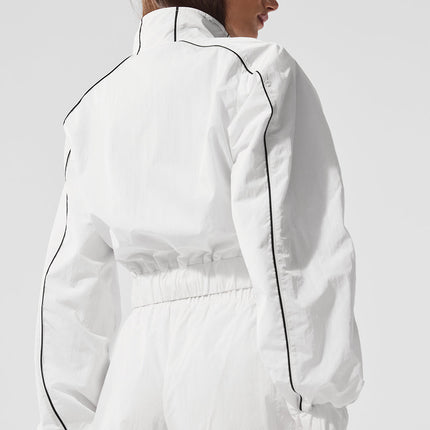 alo Women's Motivate Full-Zip Track Jacket - White/Black