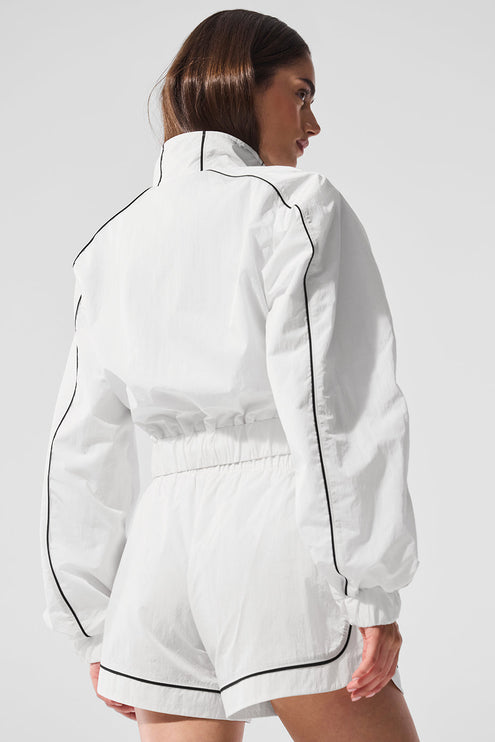 alo Women's Motivate Full-Zip Track Jacket - White/Black