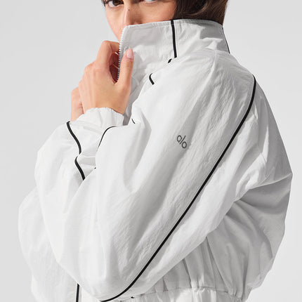 alo Women's Motivate Full-Zip Track Jacket - White/Black