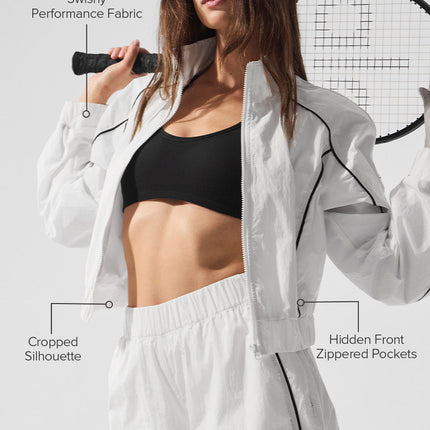 alo Women's Motivate Full-Zip Track Jacket - White/Black
