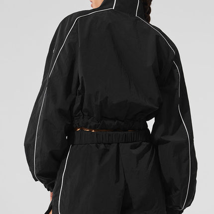 alo Women's Motivate Full-Zip Track Jacket - Black/White