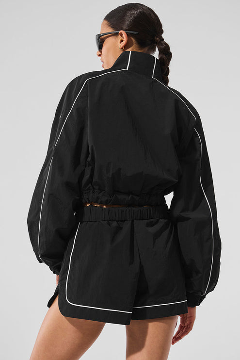 alo Women's Motivate Full-Zip Track Jacket - Black/White