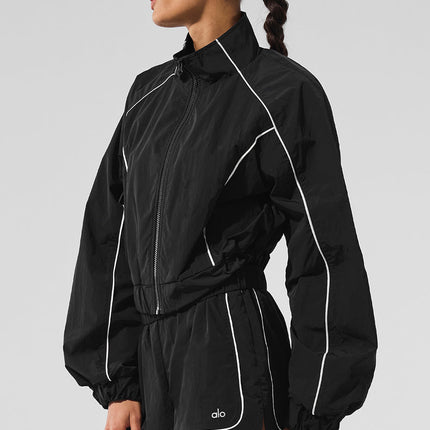 alo Women's Motivate Full-Zip Track Jacket - Black/White