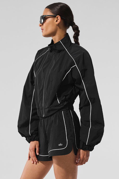 alo Women's Motivate Full-Zip Track Jacket - Black/White
