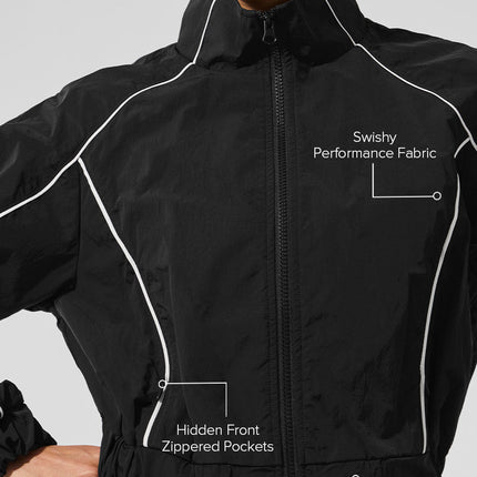 alo Women's Motivate Full-Zip Track Jacket - Black/White