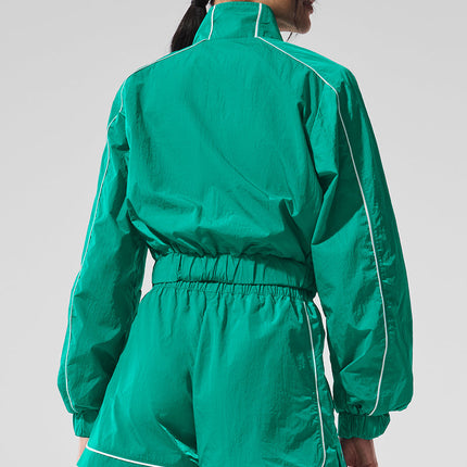 alo Women's Motivate Full-Zip Track Jacket - Spruce Green/White