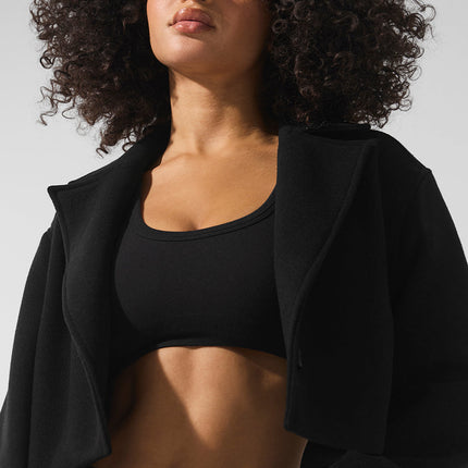 alo Women's Wool Cropped Metro Trench - Black