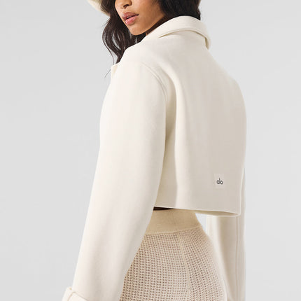 alo Women's Wool Cropped Metro Trench - Ivory
