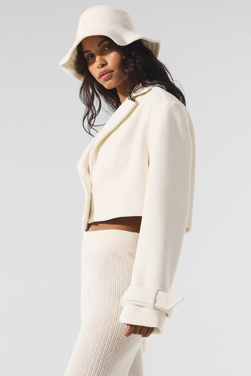 alo Women's Wool Cropped Metro Trench - Ivory