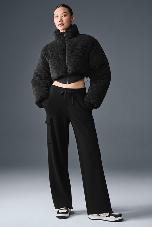 alo Women's Sherpa Main Act Corset Puffer - Black